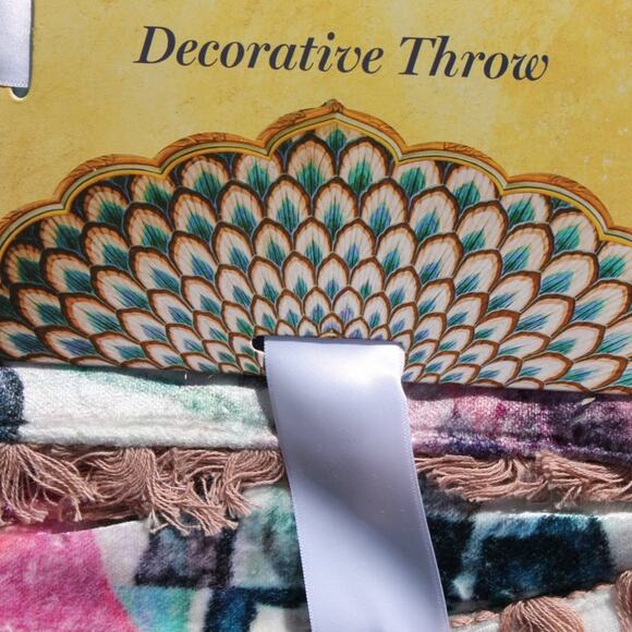 World Traveler Designer Luxury Throw Blanket 50 in X 60 in Maximalist Boho Style - Picture 6 of 15